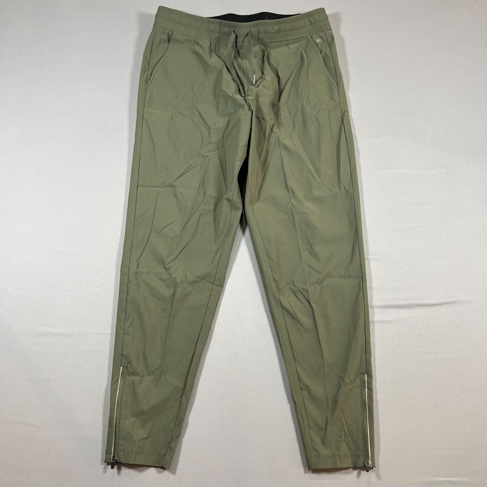 Kenneth Cole Active Tech Jogger Pants Men XL Olive Green Nylon Stretch Ankle Zip